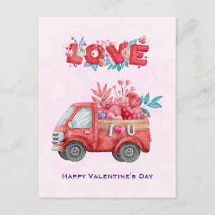 Niedliche Liebe LKW Befördern Valentinische Goodie Feiertagspostkarte