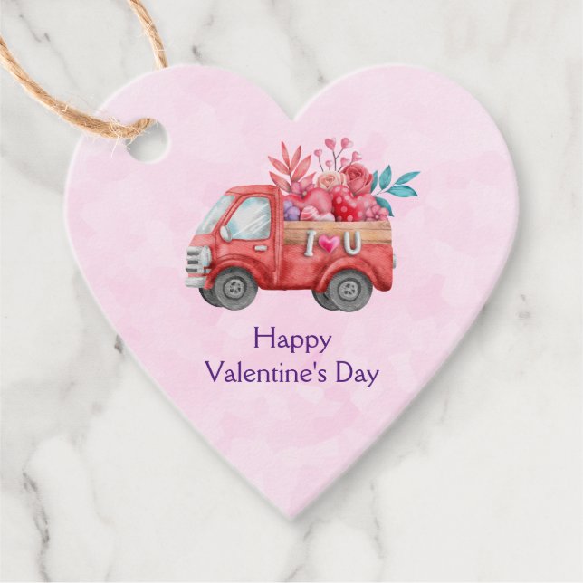 Niedliche Liebe LKW Befördern Valentinische Goodie Geschenkanhänger (Vorderseite)