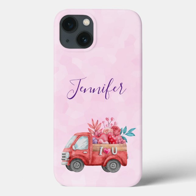 Niedliche Liebe LKW mit Herzkargo Wasserfarbe Case-Mate iPhone Hülle (Rückseite)