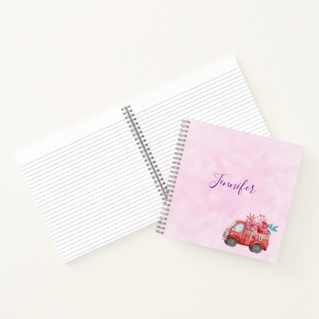 Niedliche Liebe LKW mit Herzkargo Wasserfarbe Notizbuch (Innenseite)