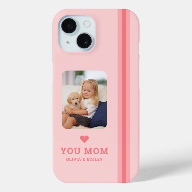 Niedliche Liebe Mama Rosa Streifen Case-Mate iPhone Hülle (Rückseite)