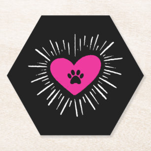 Niedliche Liebe mein Hund Welpe Katze Paw Herz Untersetzer