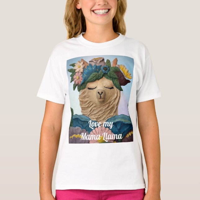 Niedliche Liebe mein Mama Llama Tee für Kinder (Vorderseite)