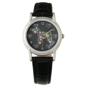 Niedliche Liebe Mein Schnauzer Blumendesign Armbanduhr
