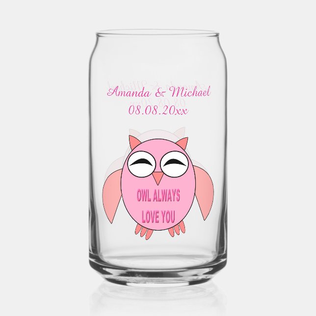 Niedliche Liebe Message Owl Custom Wedding Dosenglas (Vorderseite)