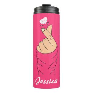 Niedliche Liebe mit koreanischem Finger Thermosbecher