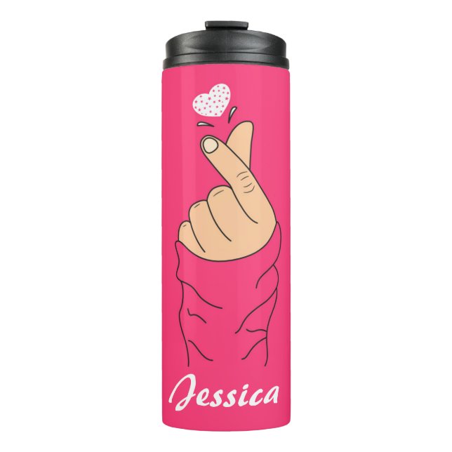 Niedliche Liebe mit koreanischem Finger Thermosbecher (Vorderseite)