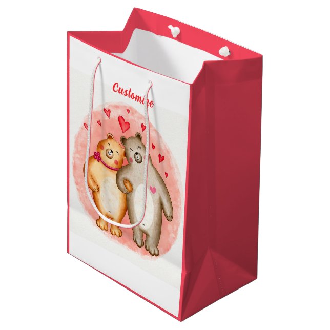 Niedliche Liebe Mittlere Geschenktüte (Vorderseite Schrägansicht)