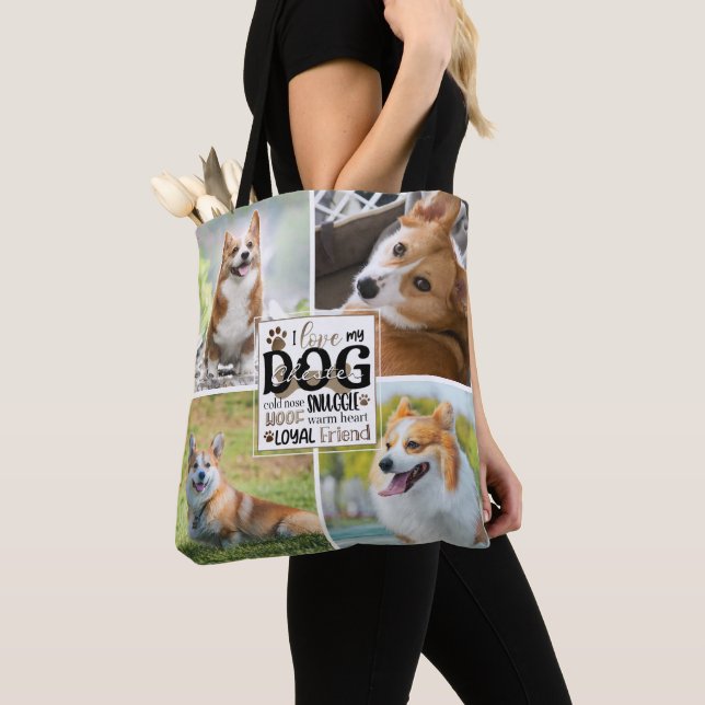 Niedliche LIEBE MY DOG FotoCollage Personalisiert Tasche (Von Nahem)