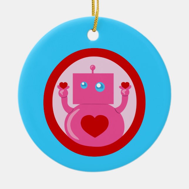 Niedliche Liebe Robot Keramik Ornament (Vorne)