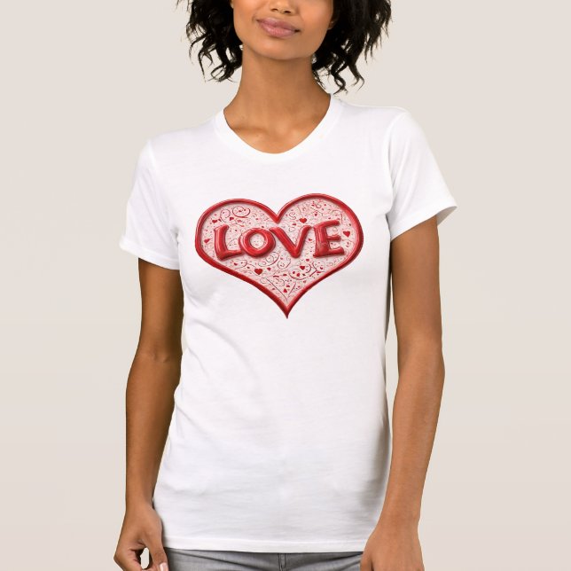 Niedliche Liebe Rot und Weiß T-Shirt (Vorderseite)