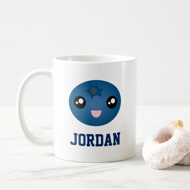 Niedliche Liebe Sie Berry Much Cartoon Blue Berry Kaffeetasse (Mit Donut)