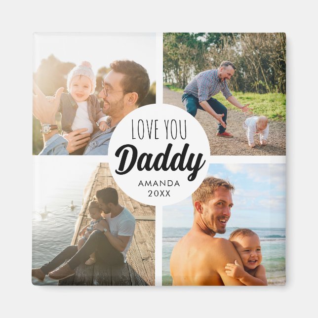 Niedliche Liebe Sie 'Daddy' Custom Foto Collage Magnet (Vorne)