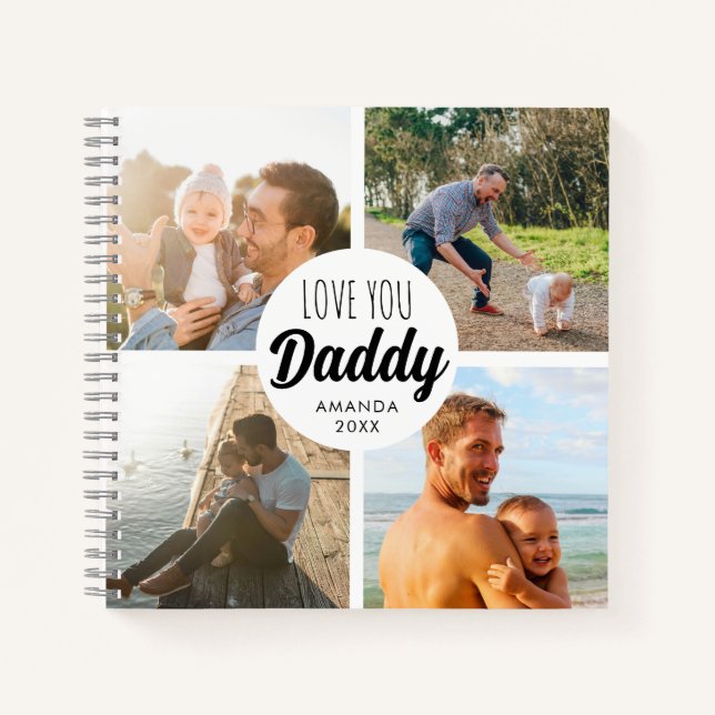 Niedliche Liebe Sie 'Daddy' Custom Foto Collage Notizbuch (Vorderseite)