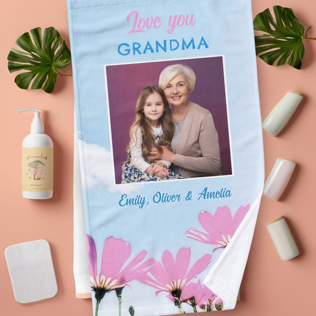 Niedliche Liebe Sie Oma Pink Blume Foto Handtuch (Von Creator hochgeladen)