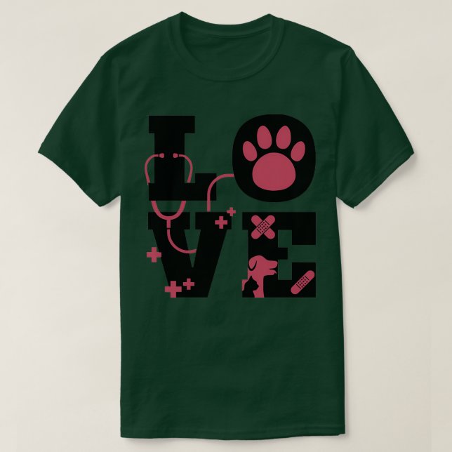 Niedliche Liebe Tiere Schwarzer Text T-Shirt (Design vorne)