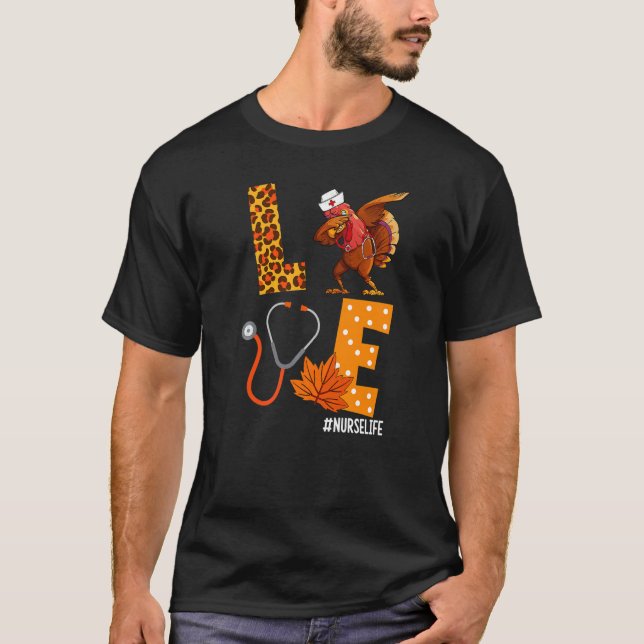 Niedliche Liebe Türkei Nurse Dabbing Stethoscope T T-Shirt (Vorderseite)