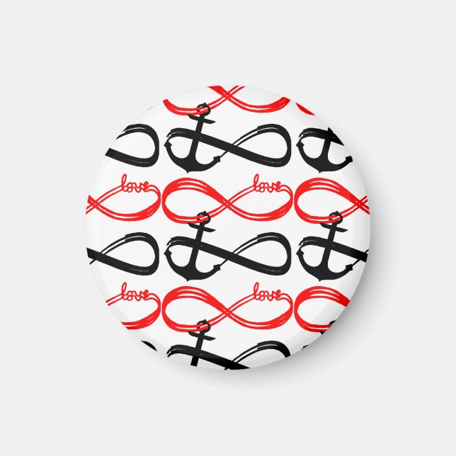 Niedliche Liebe- und Anker-Unendlich-Symbole Magnet (Vorne)