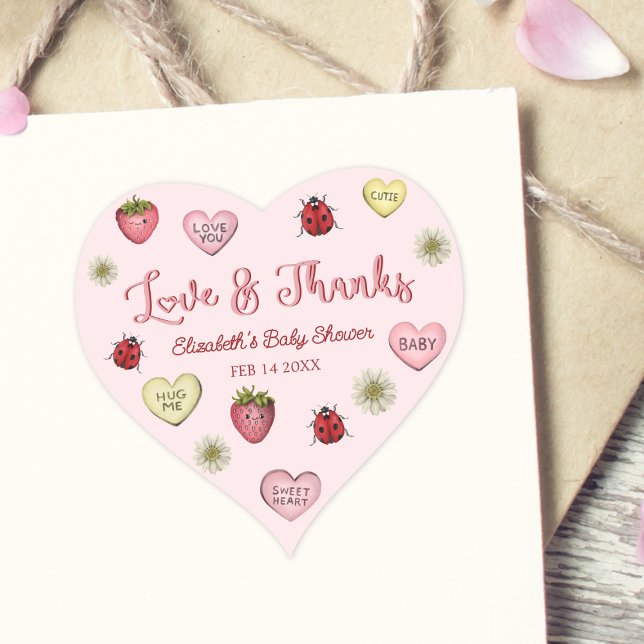 Niedliche Liebe und Dank Valentine's Day Baby Show Herz-Aufkleber (Von Creator hochgeladen)