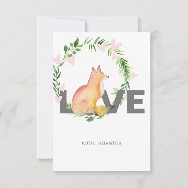 Niedliche Liebe und Fox Kids-Klasse Valentine Card (Vorderseite)