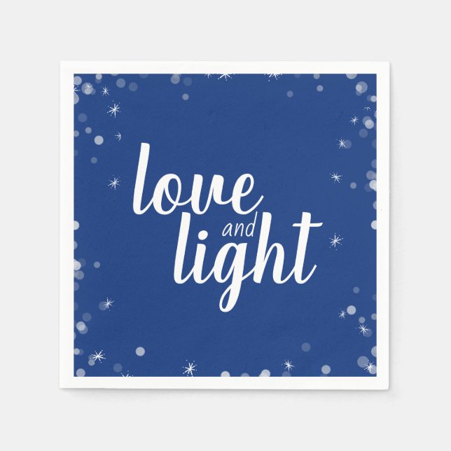 Niedliche Liebe und Lichtstars Hanukkah Snowy Holi Serviette (Vorderseite)
