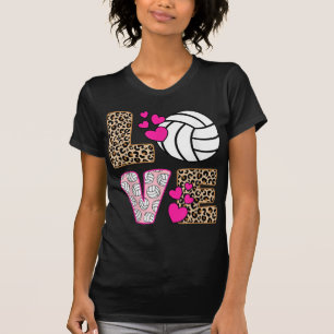 Niedliche Liebe Volleyball Leopard Print Women Lad T-Shirt