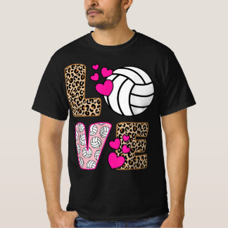 Niedliche Liebe Volleyball Leopard Print Women Lad T-Shirt