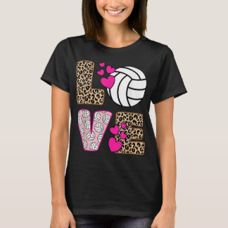 Niedliche Liebe Volleyball Leopard Print Women Lad T-Shirt