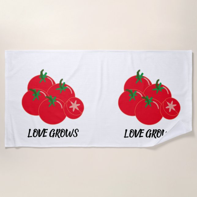 Niedliche Liebe wächst rote Tomaten Strandtuch (Vorderseite)