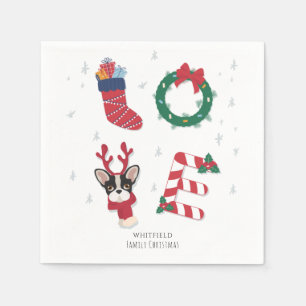 Niedliche Liebe Weihnachts-Weihnachtsgeburtspapier Serviette