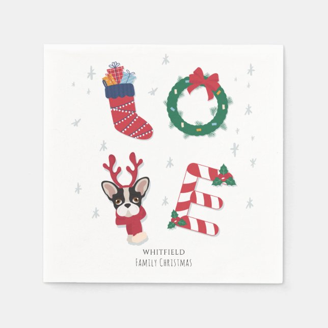 Niedliche Liebe Weihnachts-Weihnachtsgeburtspapier Serviette (Vorderseite)