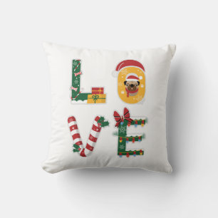 Niedliche LIEBE Welpe Personalisiert Weihnachtsfei Kissen