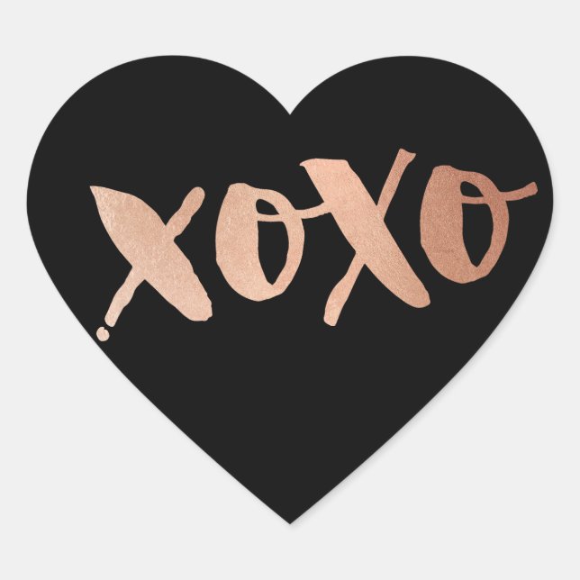 NIEDLICHE LIEBE XOXO HERZ Moderne Rose Goldenes Sc Herz-Aufkleber (Vorderseite)