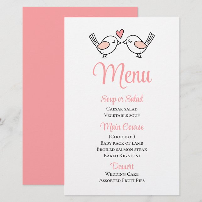 Niedliche Liebesgeburten Rosa Lovebirds Hochzeitsm (Vorne/Hinten)
