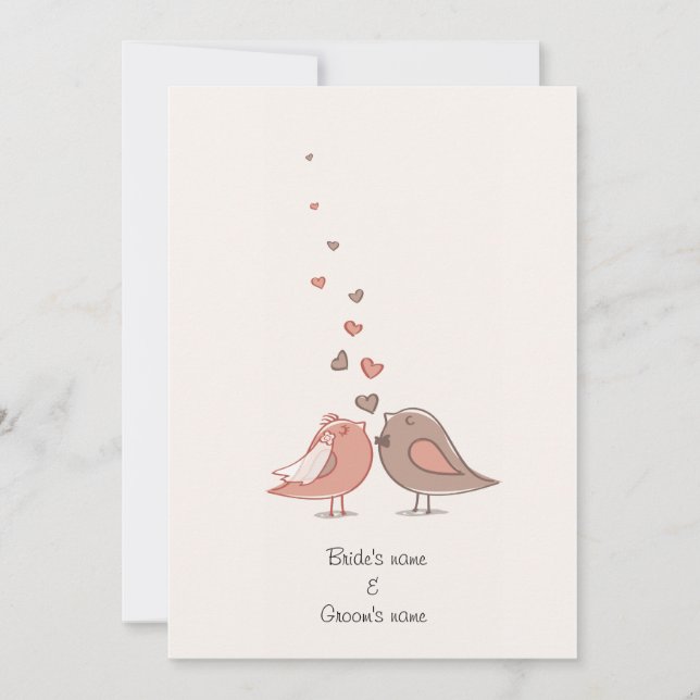 niedliche Liebesvögel Hochzeitskarten Einladung (Vorderseite)