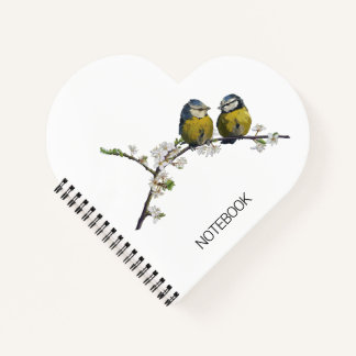 niedliche Liebesvögel Kirschblüte Baumherz weiß Notizbuch