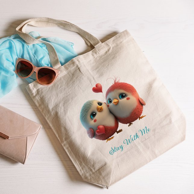 Niedliche Liebesvögel Tote Tasche (Cute colorful love birds Tote Bag
)
