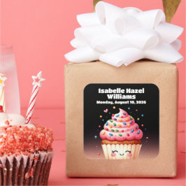 Niedliche L'il Cupcake Candy Sprinkles Kinderdusch Quadratischer Aufkleber