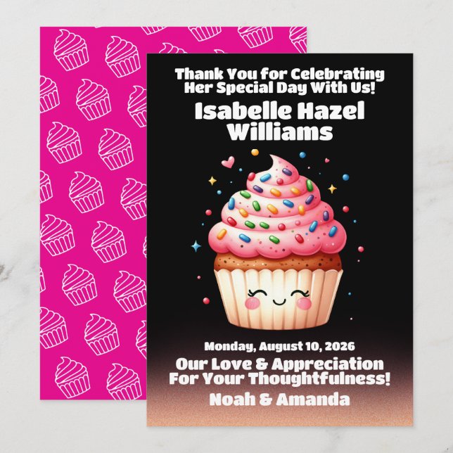 Niedliche L'il Cupcake Sprinkles Baby Dusche Willk Einladung (Vorne/Hinten)