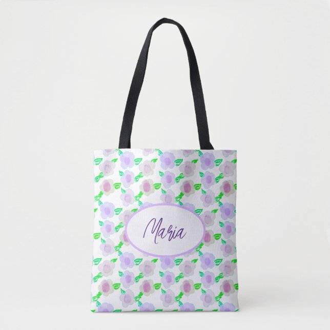 Niedliche Lila Aquarellkultur-Blume Tasche (Vorderseite)