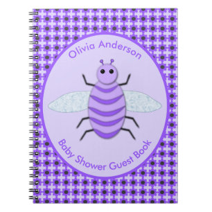 Niedliche Lila Baby Girl Bee Custom Baby Dusche Notizblock