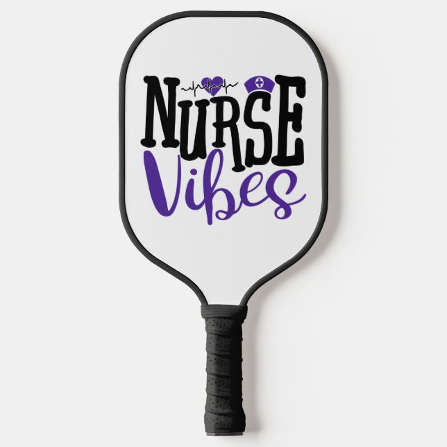 Niedliche Lila Black Nurse Vibes Medical Pickleball Schläger (Vorderseite)