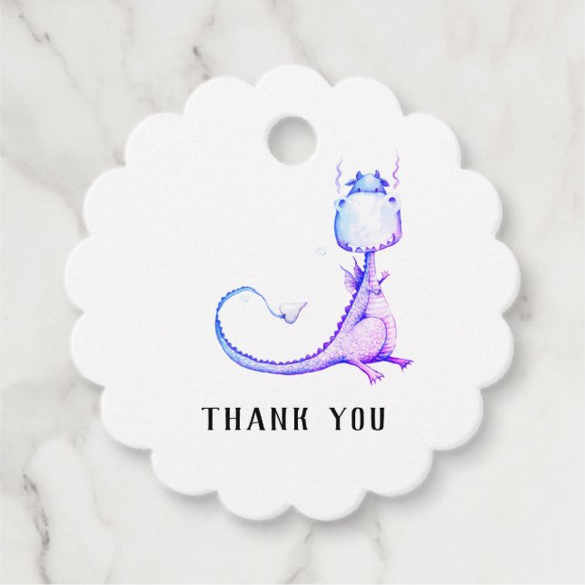* Niedliche Lila Blue Dragon Baby Dusche Vielen Da Geschenkanhänger (Vorderseite)