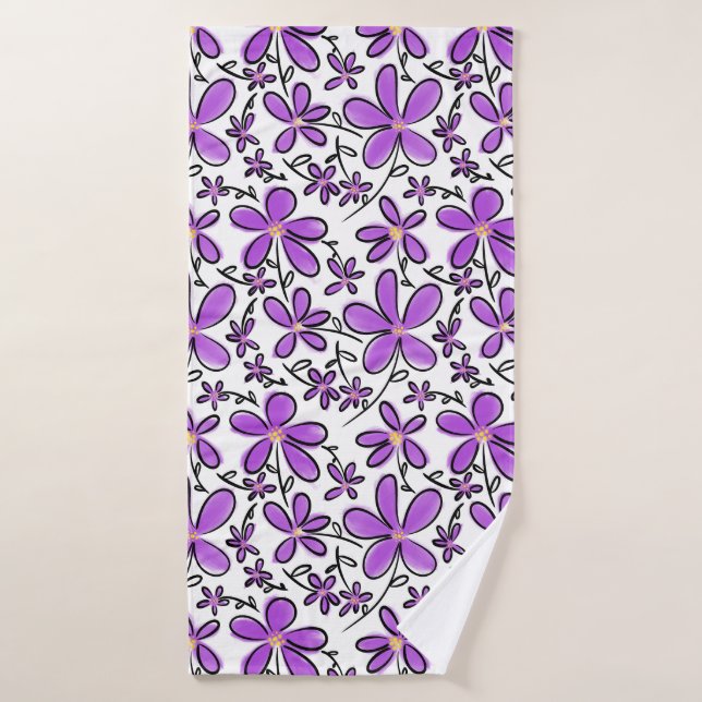 Niedliche lila Blume Badehandtuch (Badehandtuch)