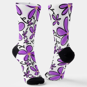 Niedliche lila Blume Socken