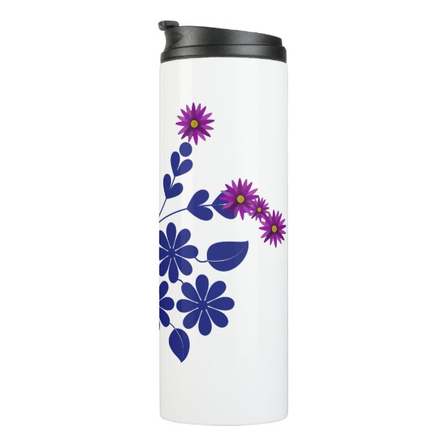 Niedliche Lila Blume Thermosbecher (Nach rechts gedreht)