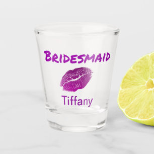 Niedliche Lila Bridesmaid Keepake-Lippenstift Schnapsglas