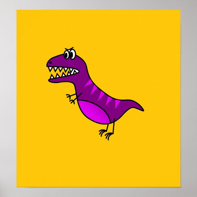 Niedliche lila Cartoon-Dinosaurier-Kinderkunst Poster (Vorne)