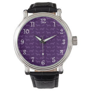 Niedliche lila Dackel Armbanduhr