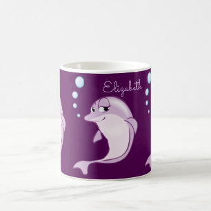 Niedliche lila Delphine personalisiert Kaffeetasse